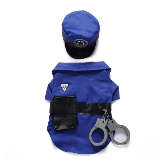 Police Uniform Dress Up Fun Cute Pet Dog Costume Cosplay Halloween Party - Picture 5 of 8